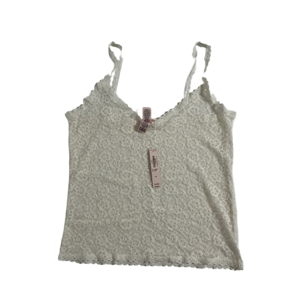 Victoria's Secret Lace Cami Tank Top Women's Large Ivory White Floral NWT